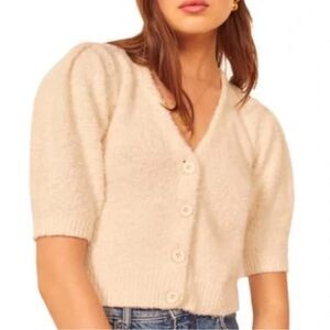 Reformation Cream Button-Up Cardigan